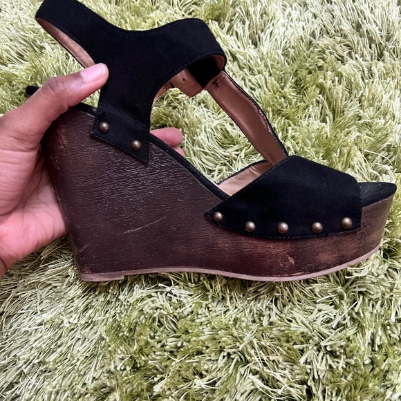 Black Suede Wedges - Picture 4 of 7